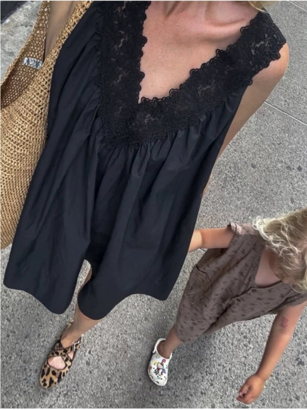 Helsa Mini Dress With Lace in Tech Poplin
